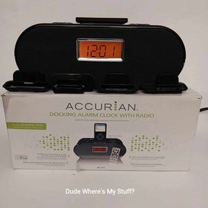 ACCURIAN 40-141- DOCKING ALARM CLOCK WITH RADIO ****FOR PARTS OR REPAIR****